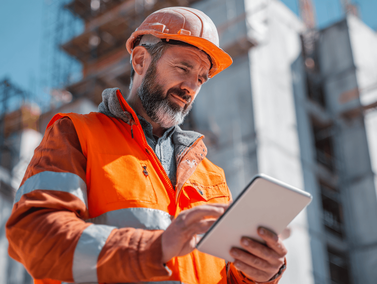 man wearing a hard hat for construction