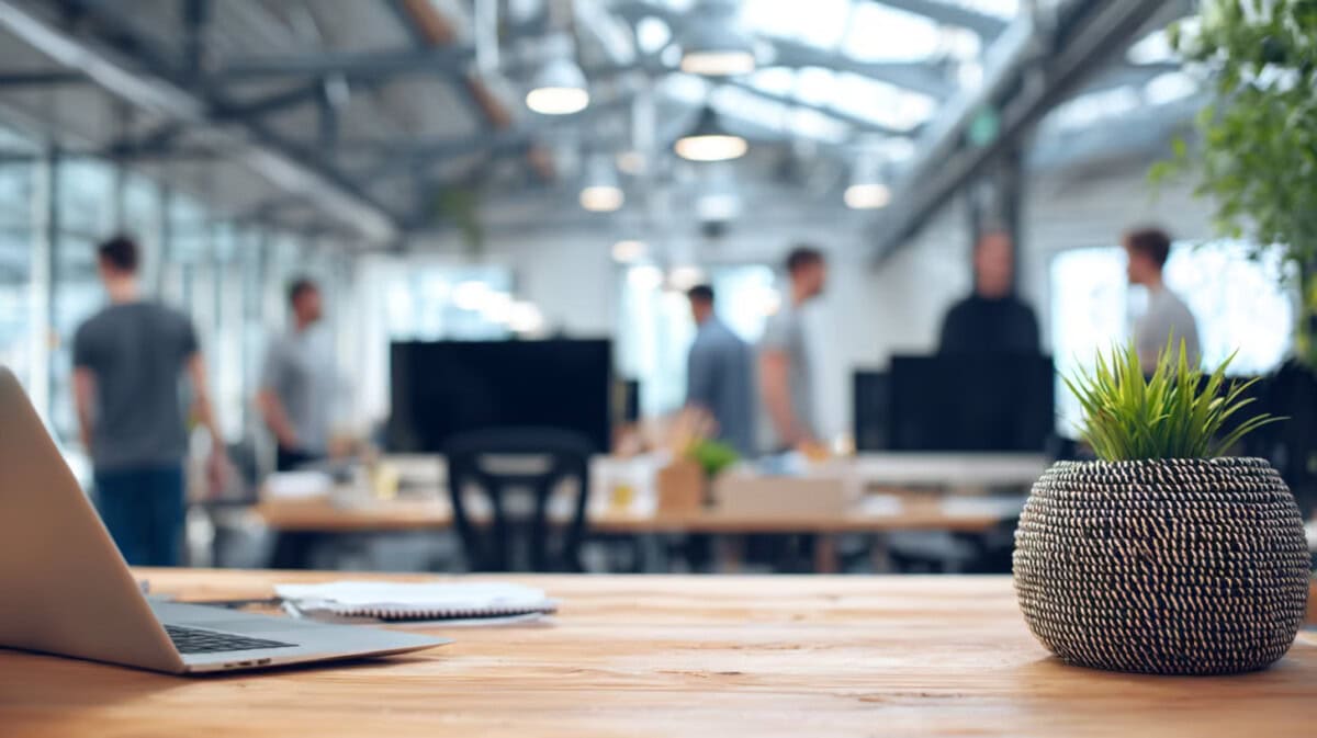 office background blue
